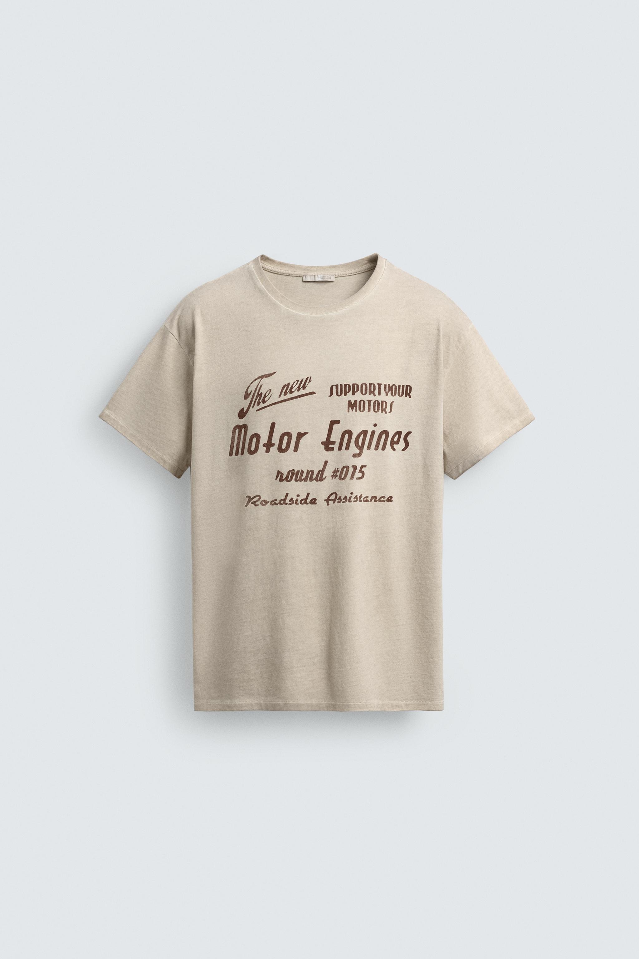 VINTAGE EFFECT TEXT PRINT T-SHIRT